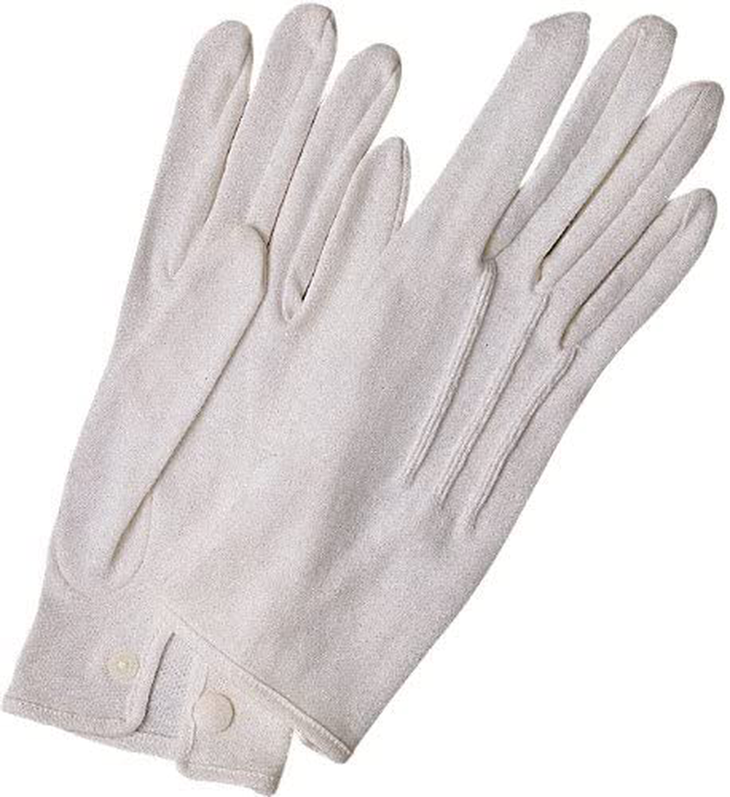White Stitched Cotton Gloves - Large