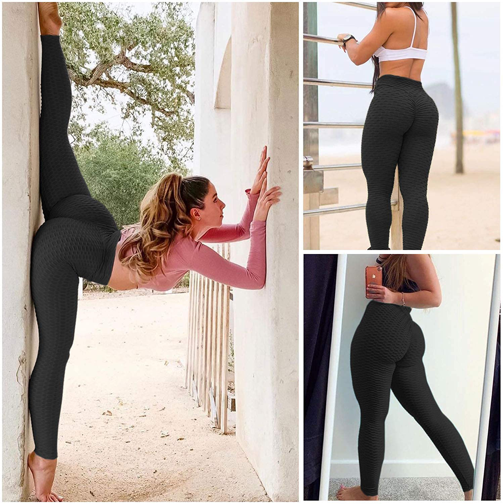 SZKANI Womens Ruched Butt Lifting High Waisted Yoga Pants Tummy Control Workout Leggings Textured Tights
