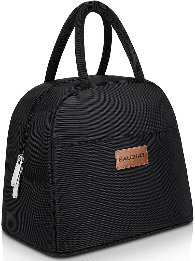 BALORAY Lunch Bag Tote Bag Lunch Bag for Women Lunch Box Insulated Lunch Container (Solid black)