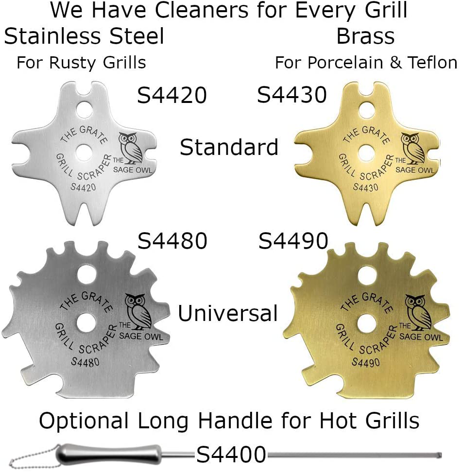 Safe Brass BBQ Grill Cleaner - These Heavy Duty Tools Are Safer than a Wire Brush - Functional Gifts for Men Who Have Everything - Regalos Para Hombre - Great Stocking Stuffers