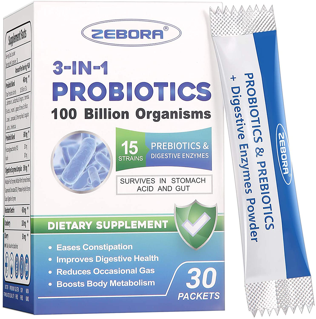 Probiotics for Women 100 Billion CFU with Prebiotics and Enzymes, Probiotic Powder for Adult, Men, Kids, Shelf Stable Probiotic Supplement for Digestive Health