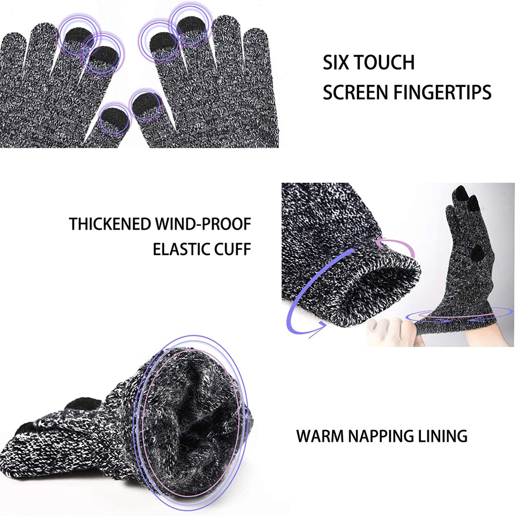 Winter Gloves for Men Women -Touch Screen Anti-Slip Silicone Gel - Elastic Cuff - Thermal Soft Knit Lining