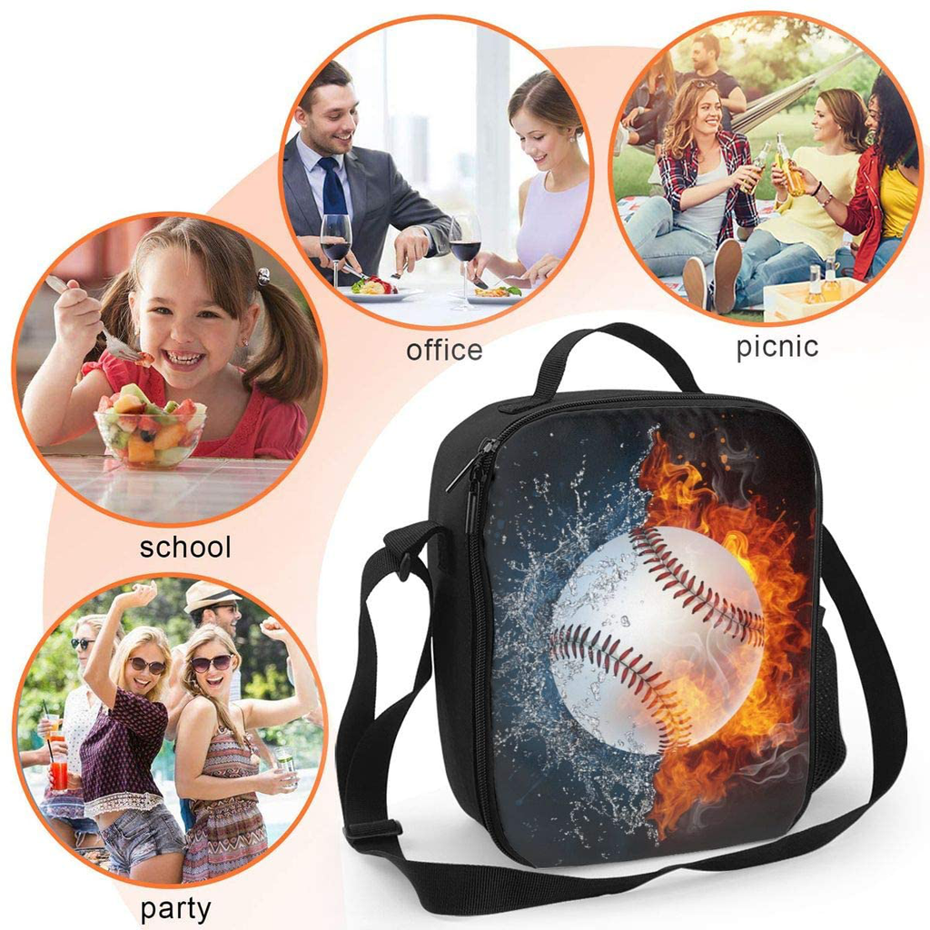 Holder Insulated Cooler Reusable Ice Packs For School Lunch Boxes Lunch Tote Food Storage Bag Ice Fire Football Basketball Boys Girls