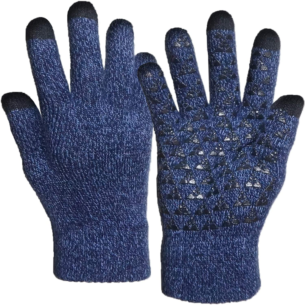 Winter Knit Gloves Touchscreen Warm Thermal Soft Lining Elastic Cuff Texting Anti-Slip 3 Size Choice for Women Men