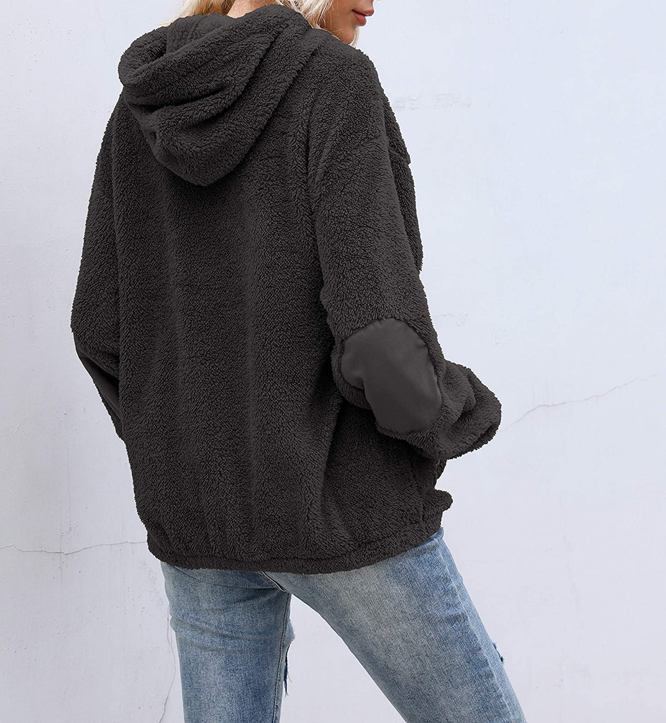 PRETTYGARDEN Women's Long Sleeve Fuzzy Sherpa Fleece Sweatshirt Coat Zipper Hoodie Oversized Pullover Outwear with Pockets