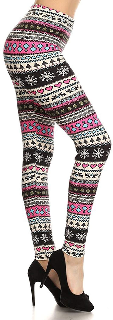 Women's Ultra Soft Christmas Reindeer Santa Snowman Holiday Printed Fashion Leggings BAT22