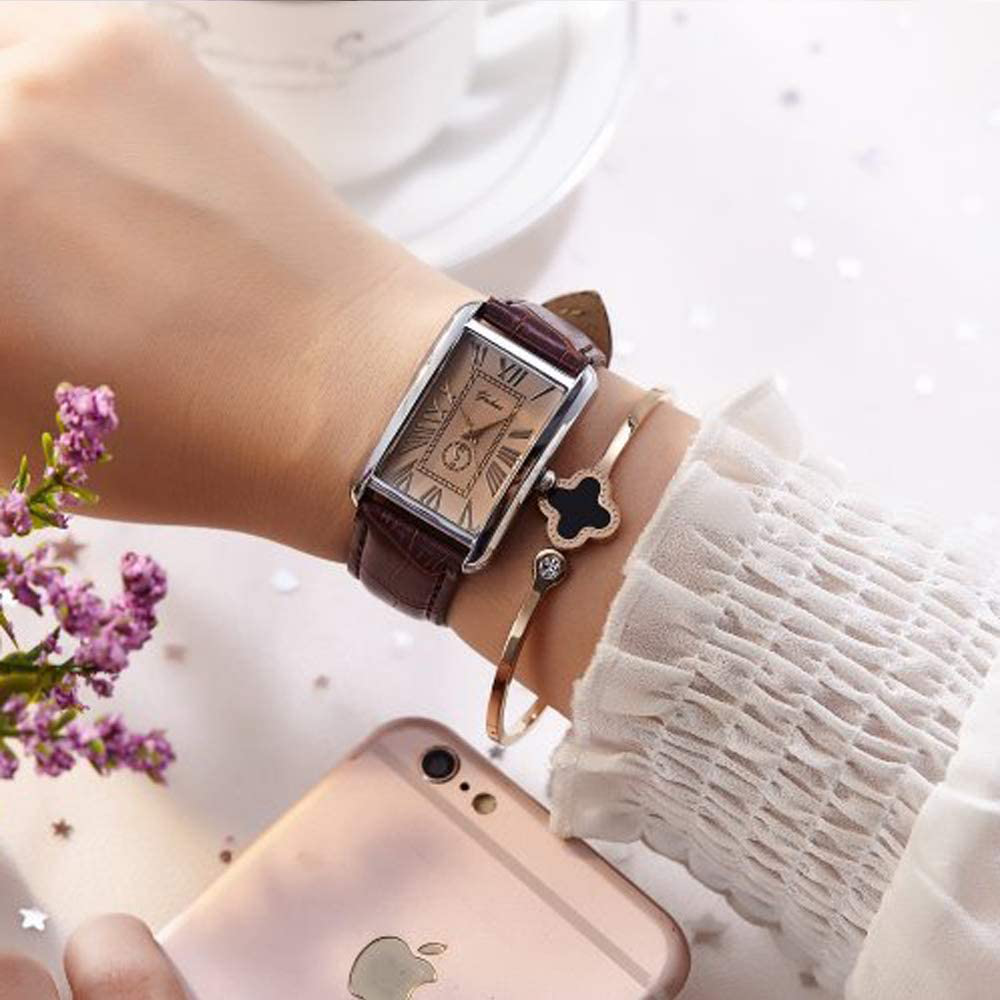 Jewelrywe Men Women Square Wristwatch His and Her Couple Watch Set Leather Band Dress Watch for Men Women, for Valentine’S Day