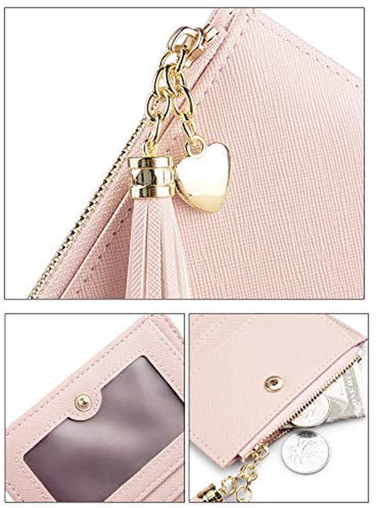 Belsmi Women's Small Compact Slim Leather Mini Wallet Lady Purse Zipper Pocket Card Organizer Bifold Wallets (Grey)