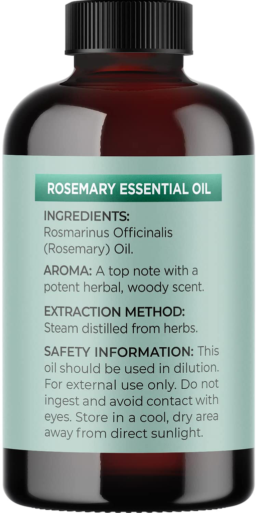 Undiluted Rosemary Essential Oil with Dropper - Topical Rosemary Oil for Hair Skin and Nails and Refreshing Aromatherapy Oils for Diffuser - Pure Rosemary Essential Oils for Diffusers for Home 4Oz