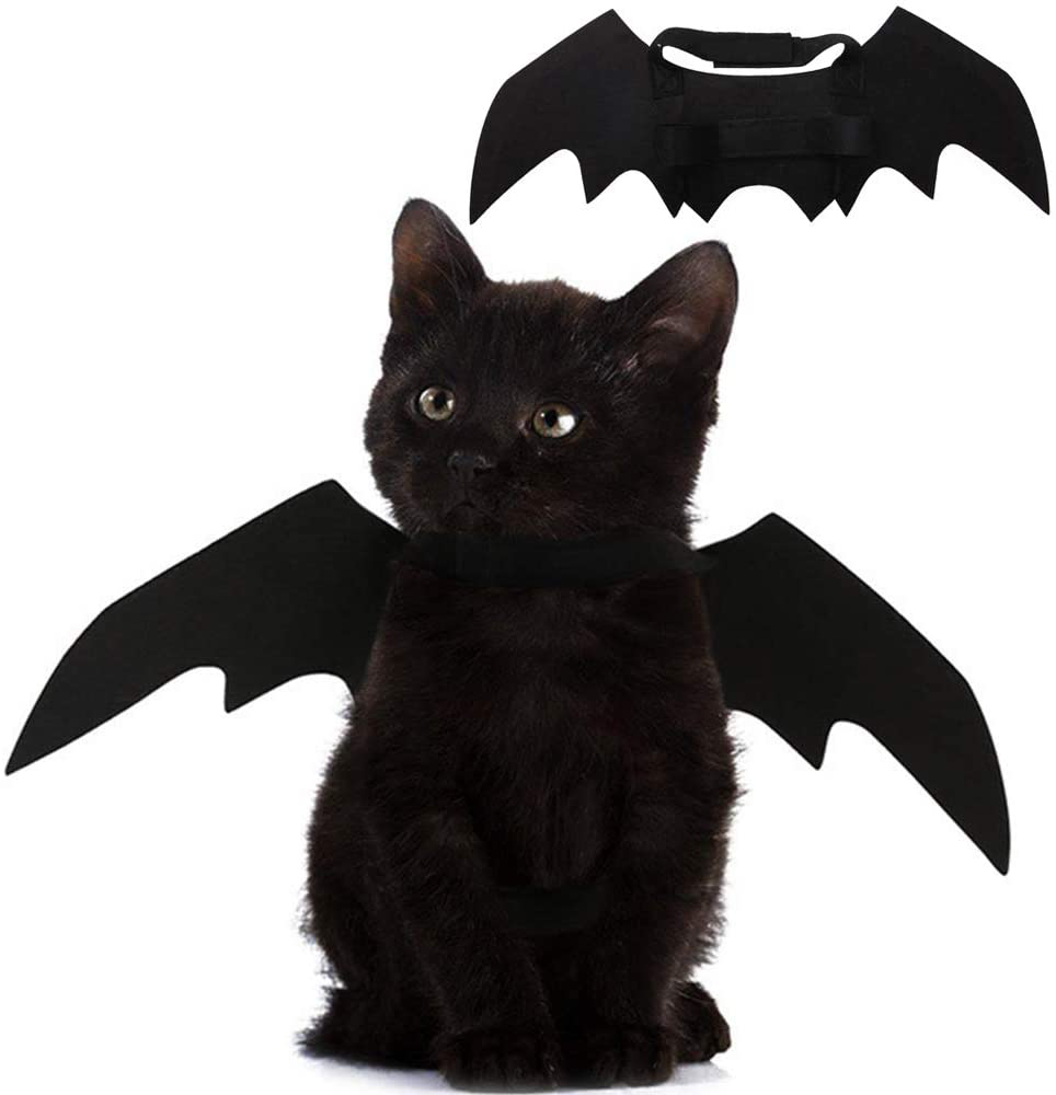 Pet Cat Bat Wings for Halloween Party Decoration, Puppy Collar Leads Cosplay Bat Costume,Cute Puppy Cat Dress Up Accessories
