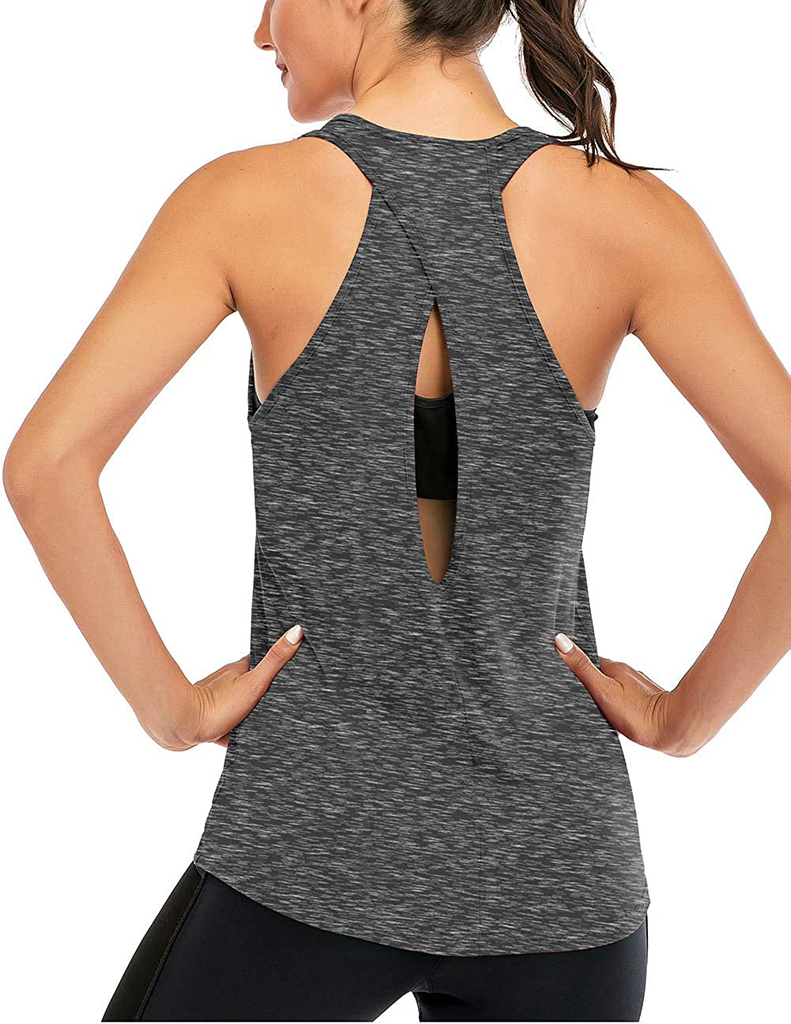 ICTIVE Womens Cross Backless Workout Tops for Women Racerback Tank Tops Open Back Running Tank Tops Muscle Tank Yoga Shirts