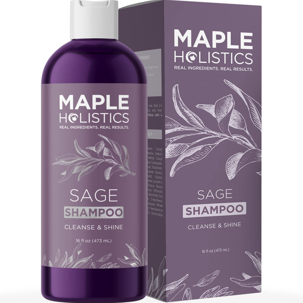 Sage Shampoo for Dry Scalp Care - Sulfate Free Shampoo for Dry Hair and Flaky Scalp with Natural Essential Oils for Hair - Clarifying Shampoo for Build up and Thicker Fuller Hair with Sage Oil