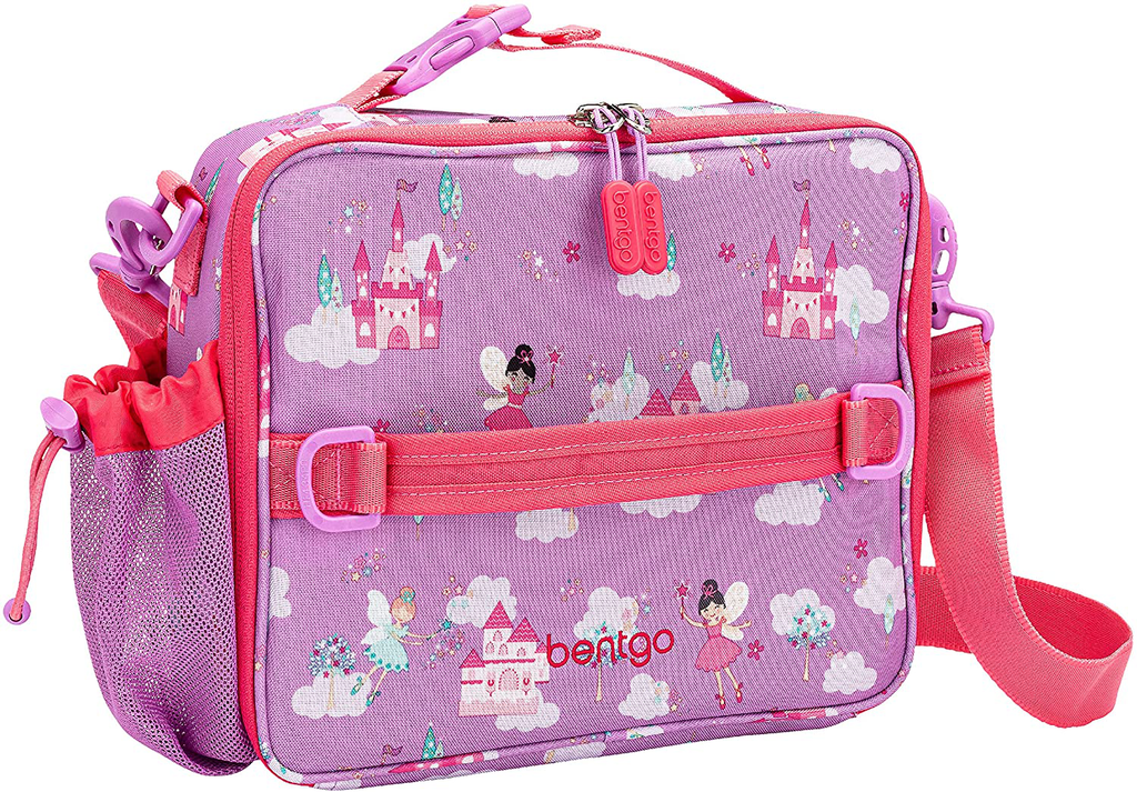 Bentgo Kids Prints Lunch Bag - Double Insulated, Durable, Water-Resistant Fabric with Interior and Exterior Zippered Pockets and External Bottle Holder- Ideal for Children of All Ages (Fairies)