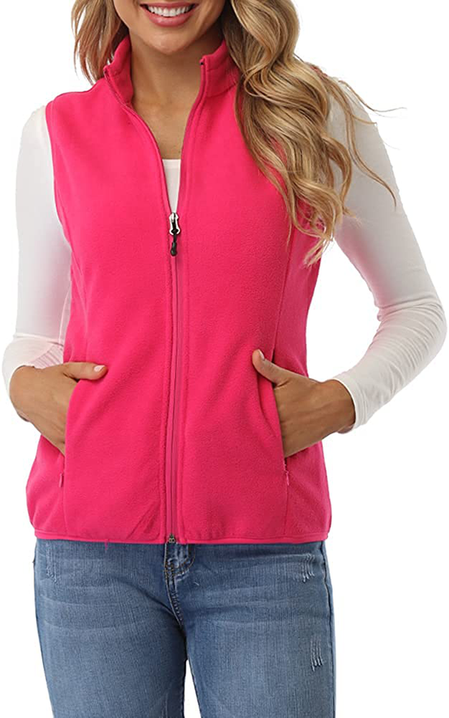 Fuinloth Women's Fleece Vest, Polar Soft Sleeveless Classic Fit with Zip up Pockets