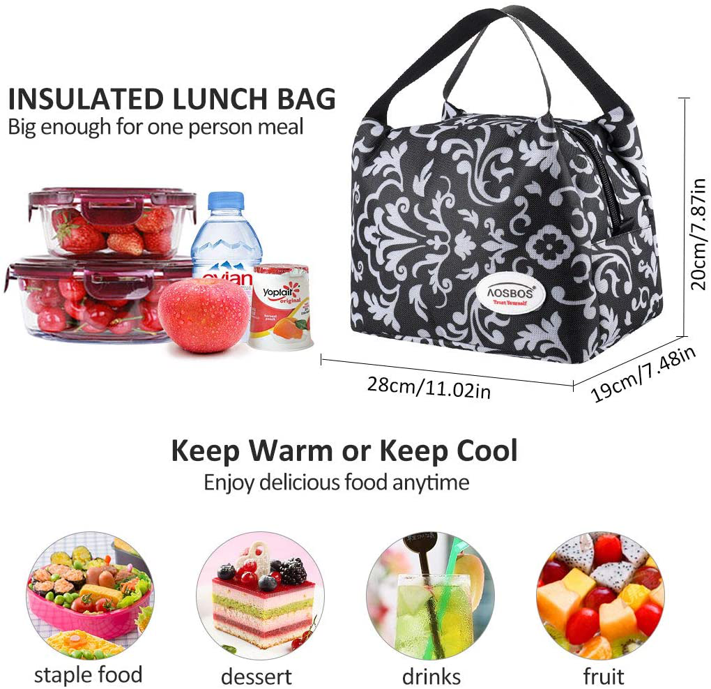 Aosbos Insulated Lunch Bags for Women Lunch Box for Men Meal Prep Container Lunch Cooler Bag Mens Lunchbox for Work Adult Lunch Box loncheras para mujer Lunch Tote Lunchboxes Women
