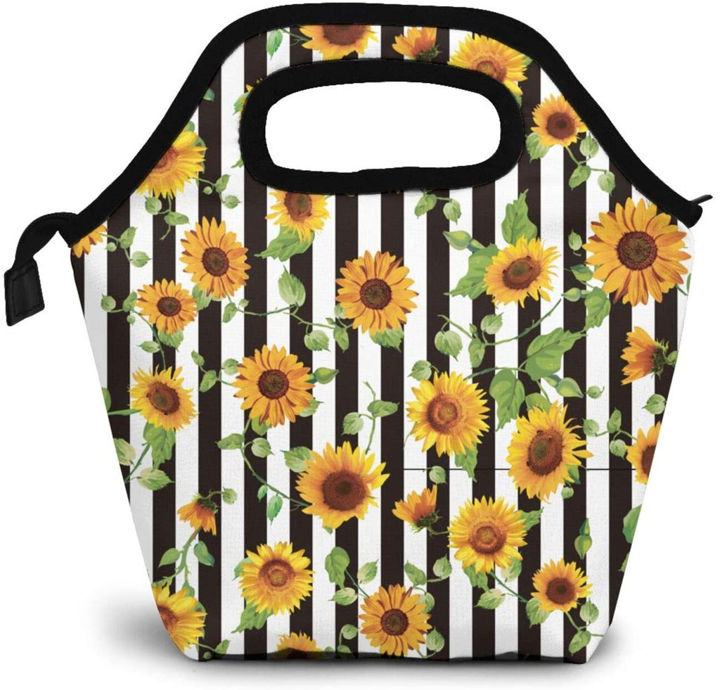 Yellow Sunflowers Lunch Bag Women Insulated Cooler lunch Box Tote Bag for Men Reuseable Work Picnic School Office Leakproof Travel Container Double Deck