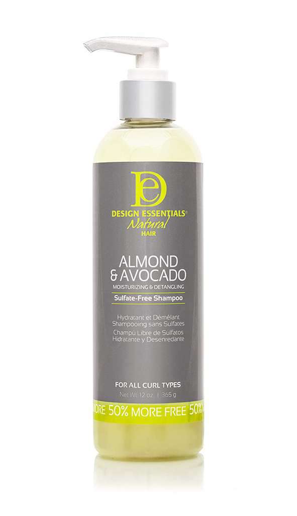 Design Essentials Moisturizing and Detangling Sulfate and Free Shampoo, Almond and Avocado Collection