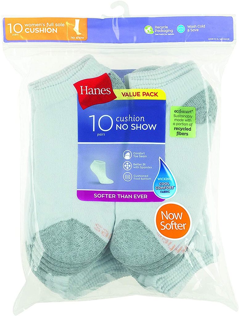 Hanes Women's 10-Pair Value Pack No Show Socks