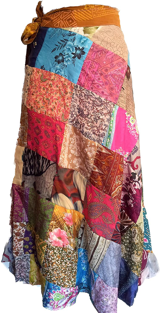 Sari Silk Vintage Patchwork Wraparound Skirt
