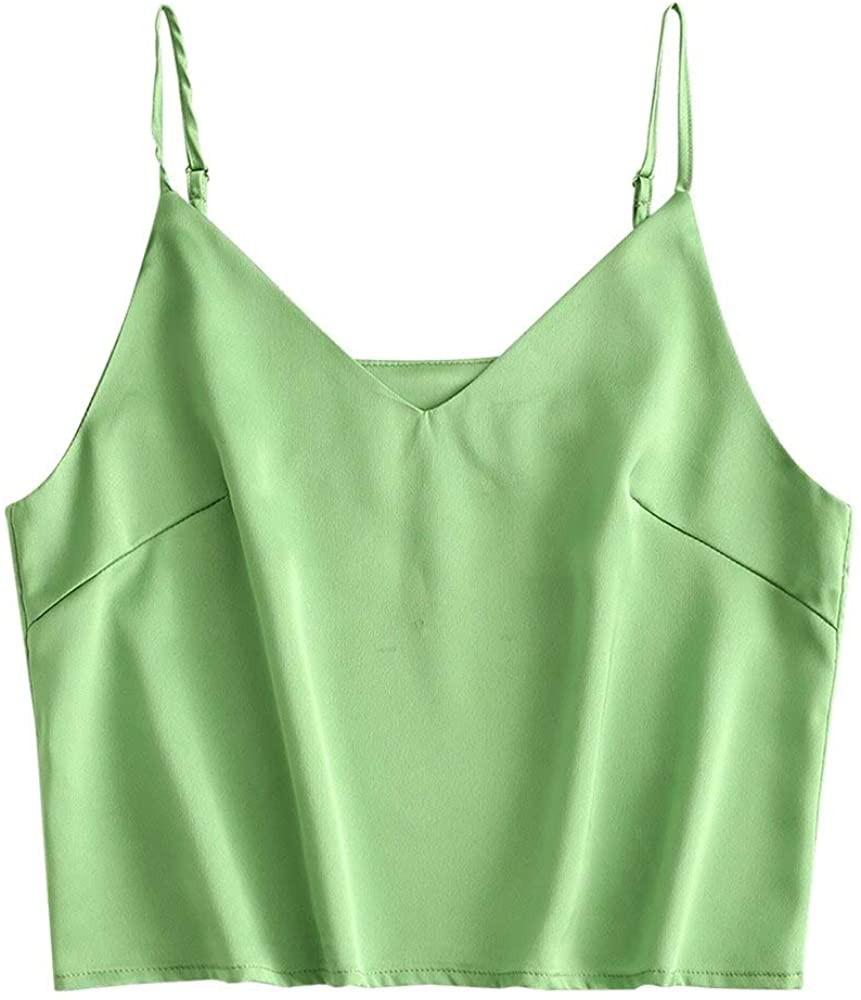 ZAFUL Women's Butterfly Crop Top Shoulder Tie Ruffle Cami Tank Top