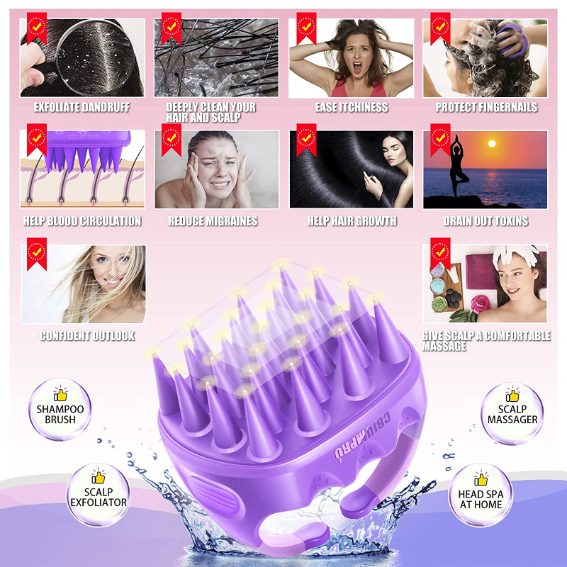 2 Pack Massaging Shampoo Brush Scalp Exfoliators for Dandruff Removal