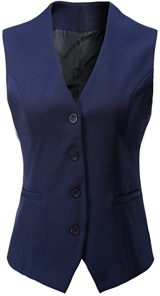 Foucome Women's Formal Regular Fitted Business Dress Suits Button Down Vest Waistcoat