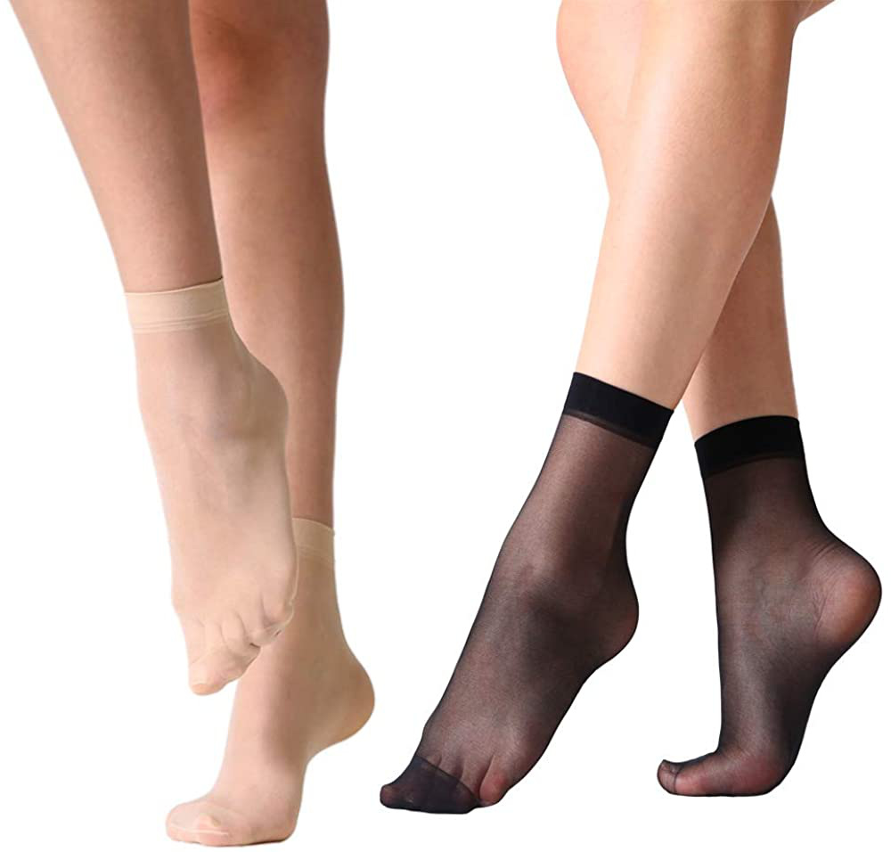 MANZI 12 Pairs Women's Ankle High Sheer Socks