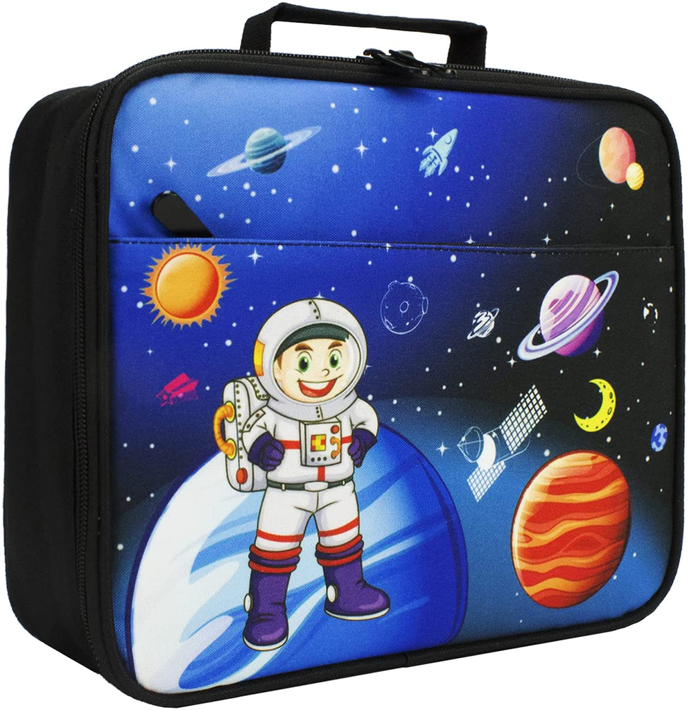Kids Lunch Box Insulated Back to School Reusable Tote Lunch Bag for Girls and Boys Space