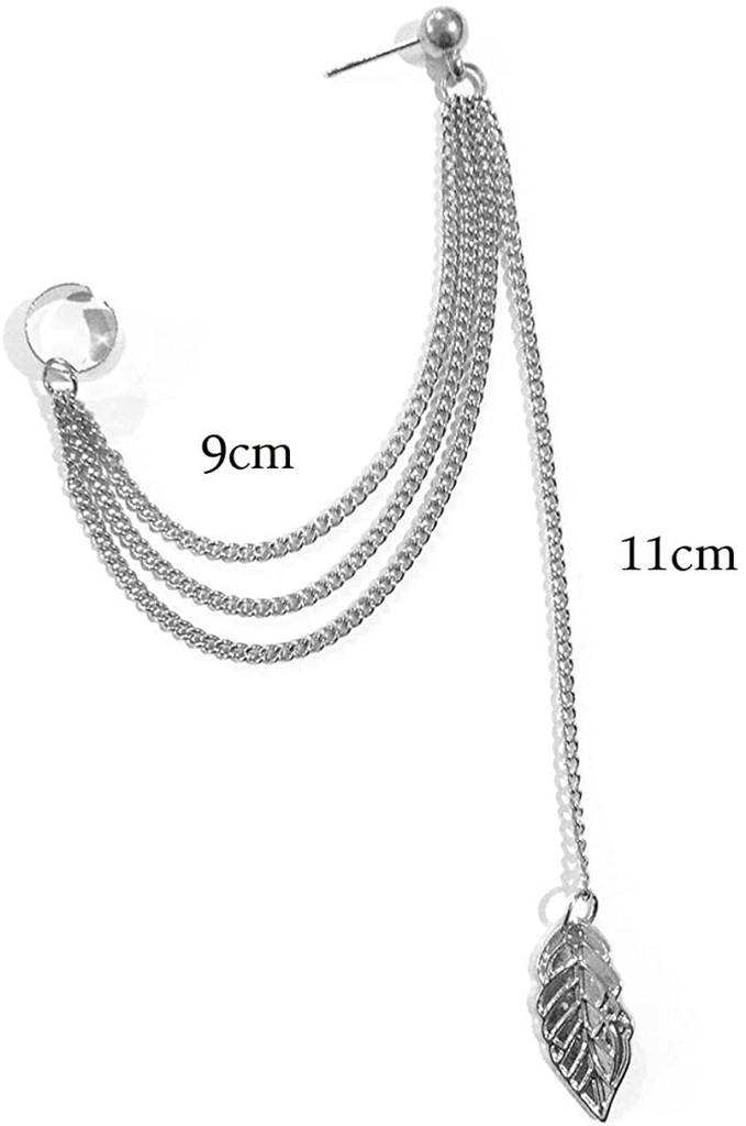 FXmimior Fashion Women Earrings Leaf Plume Pendant Long Chain Drop Dangle Earrings Jewelry (Silver)