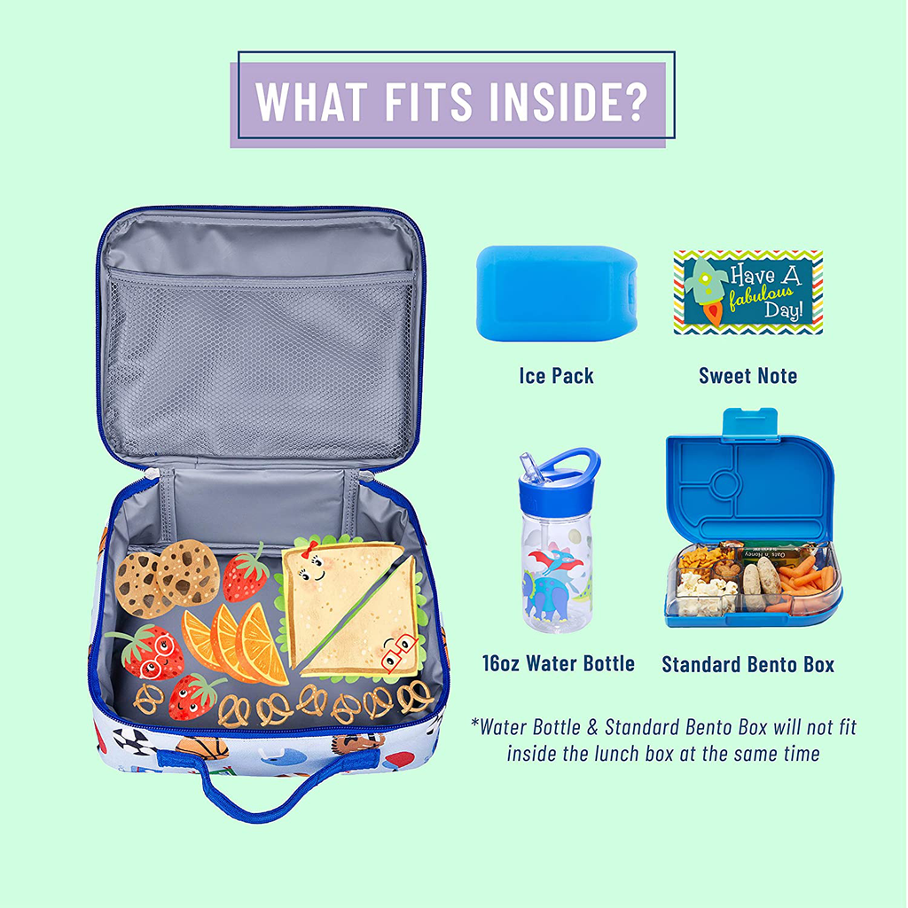 Wildkin Kids Insulated Lunch Box Bag for Boys and Girls, Perfect Size for Packing Hot or Cold Snacks for School and Travel, Mom's Choice Award Winner, BPA-free, Olive Kids (Game On)