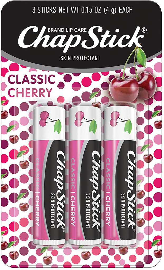 Chapstick Classic Cherry Lip Balm Tube, Flavored Lip Balm for Lip Care on Chafed, Chapped or Cracked Lips, Cherry, Red, 0.15 Oz (Pack of 3)