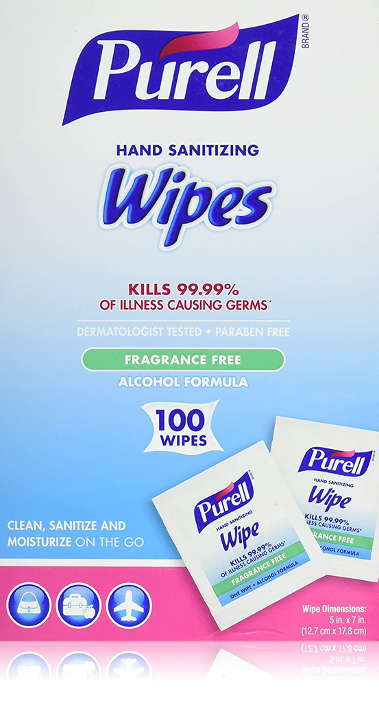 Premoistened Sanitizing Hand Wipes, Towelettes Individually Wrapped, 100/Box