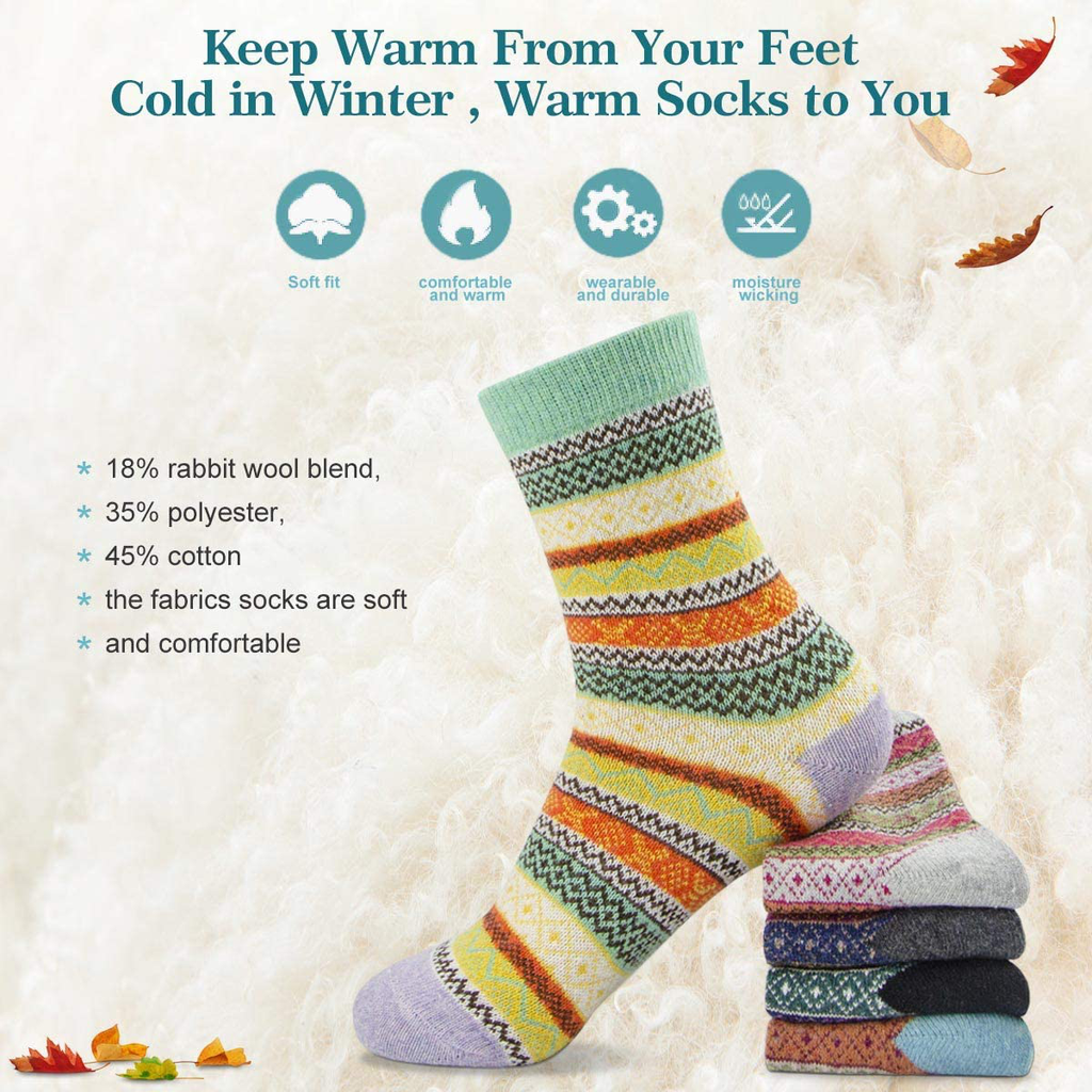 Women'S Winter Socks Gift Box Free Size Thick Wool Soft Warm Casual Socks for Women Socks