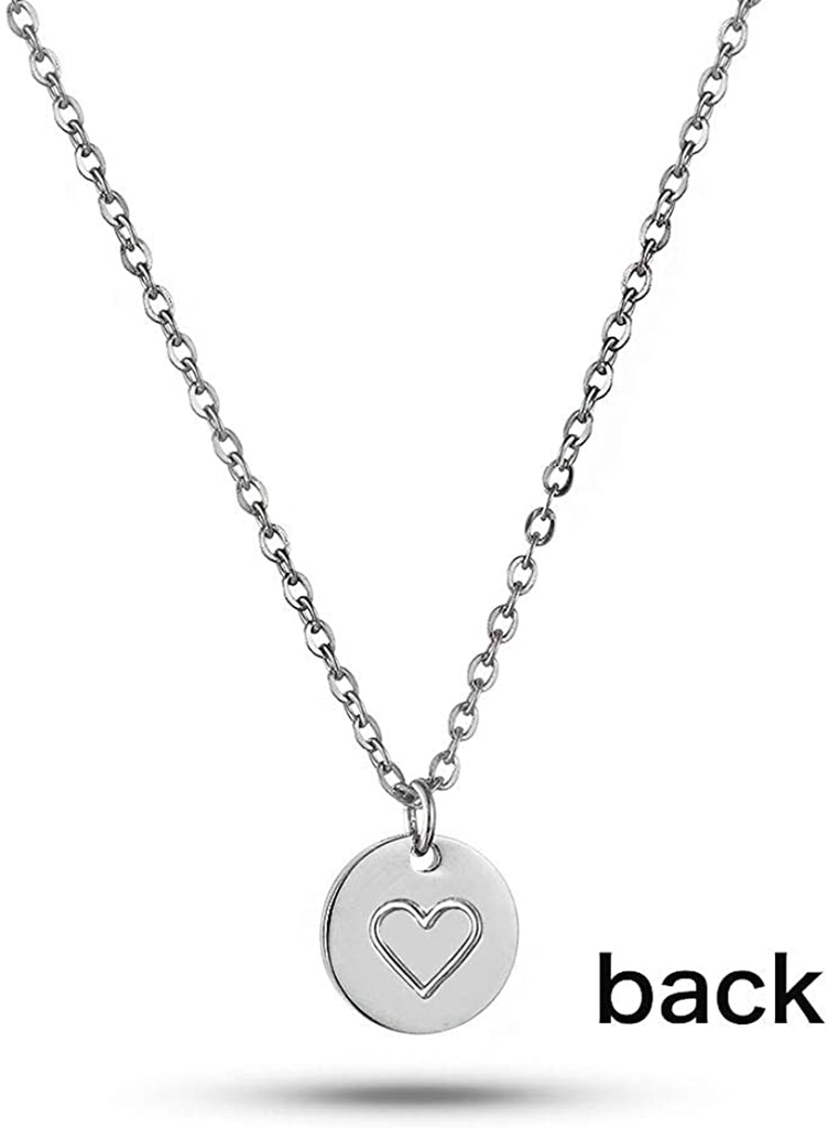 Initials Necklace Silver for Women 26 Letter Heart Pendant Love Name Necklace for Girls