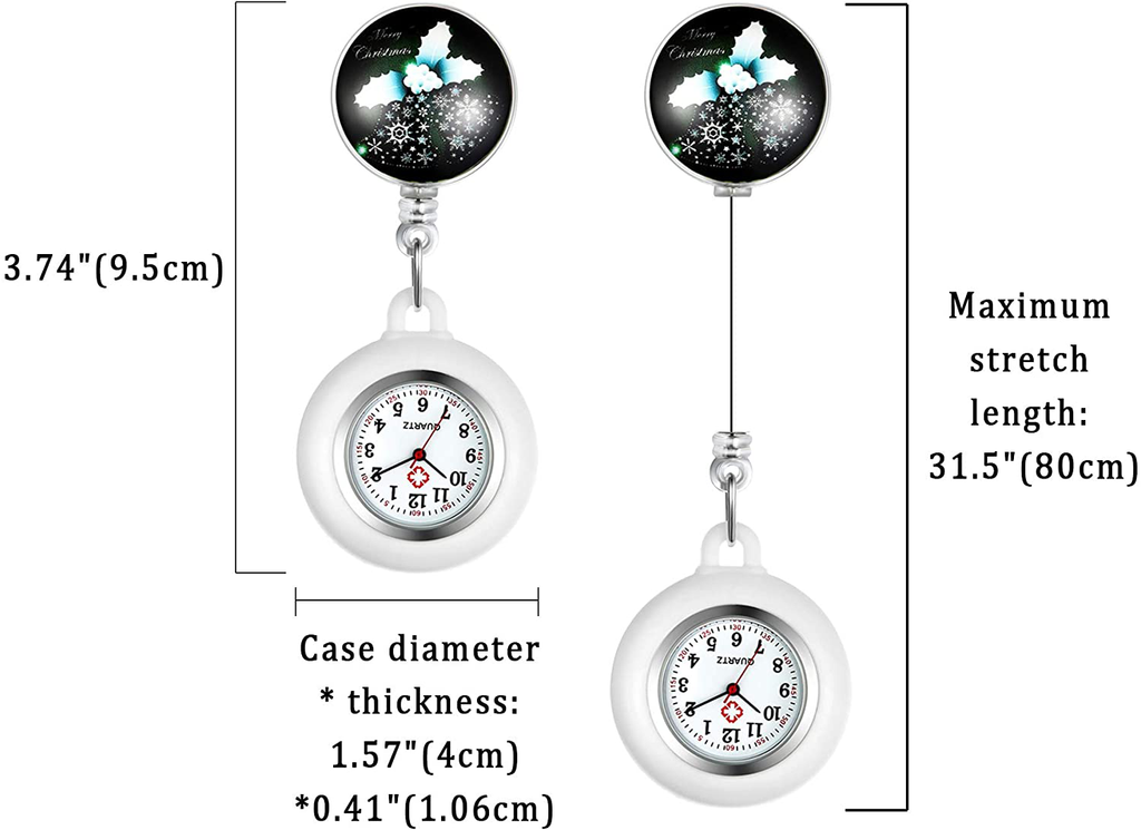 1-3 Pack Retractable Nurse Watch with Second Hand for Nurse and Doctors, Clip-on Laple 