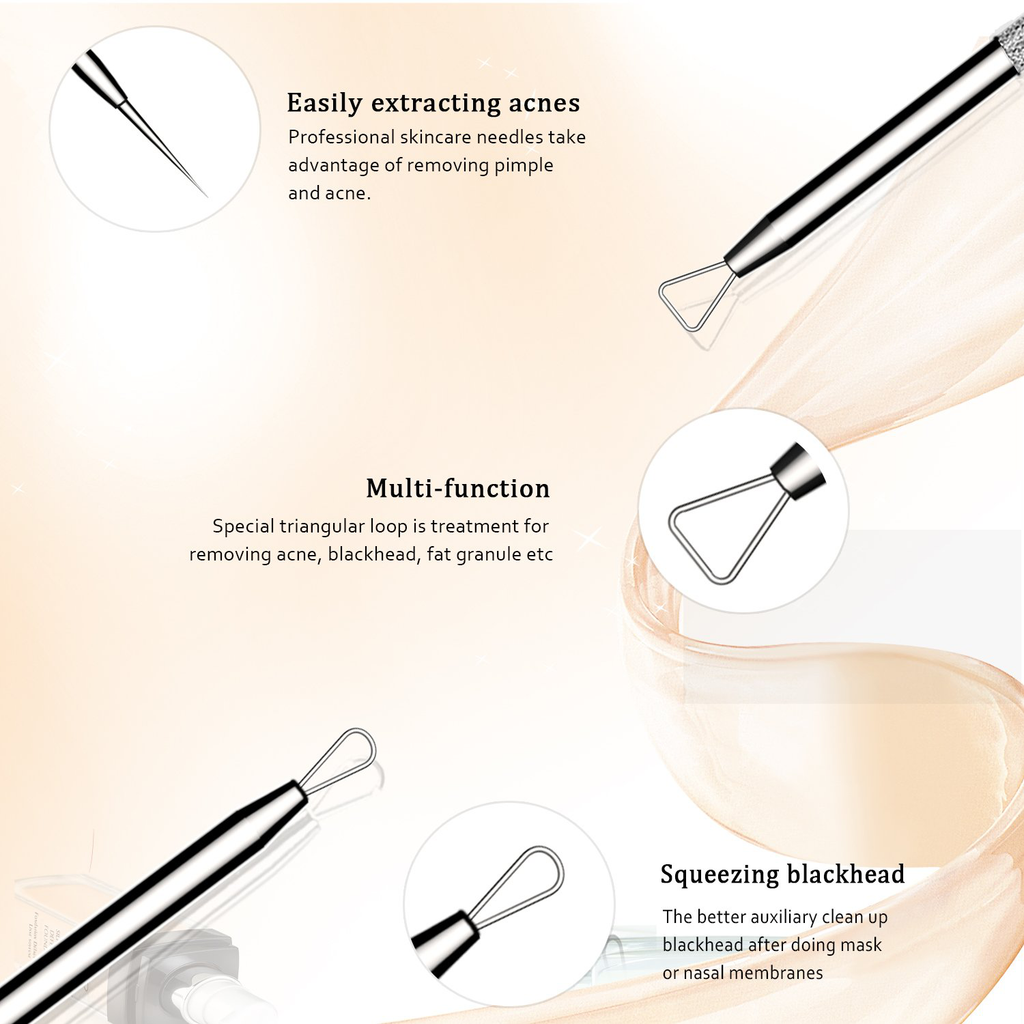 BESTOPE Blackhead Remover Pimple Popper Tool Kit Acne Comedone Zit Blackhead Extractor Tool for Nose Face, Blemish Whitehead Extraction Popping,Stainless Steel with Metal Case