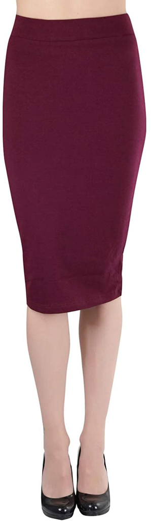 ToBeInStyle Women's Premium Cotton-Blend Basic Knee Skirt