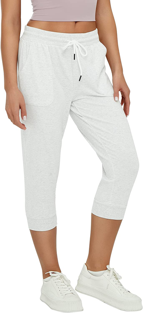 SPECIALMAGIC Women's Sweatpants Capri Pants Cropped Jogger Running Pants Lounge Loose Fit Drawstring Waist with Side Pockets