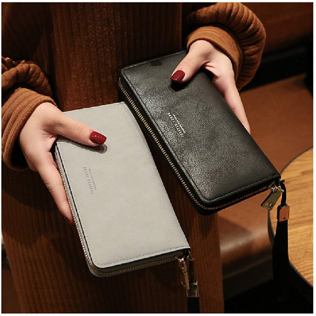 PGXT Women's Long Leather Card Holder Purse Zipper Buckle Elegant Clutch Wallet