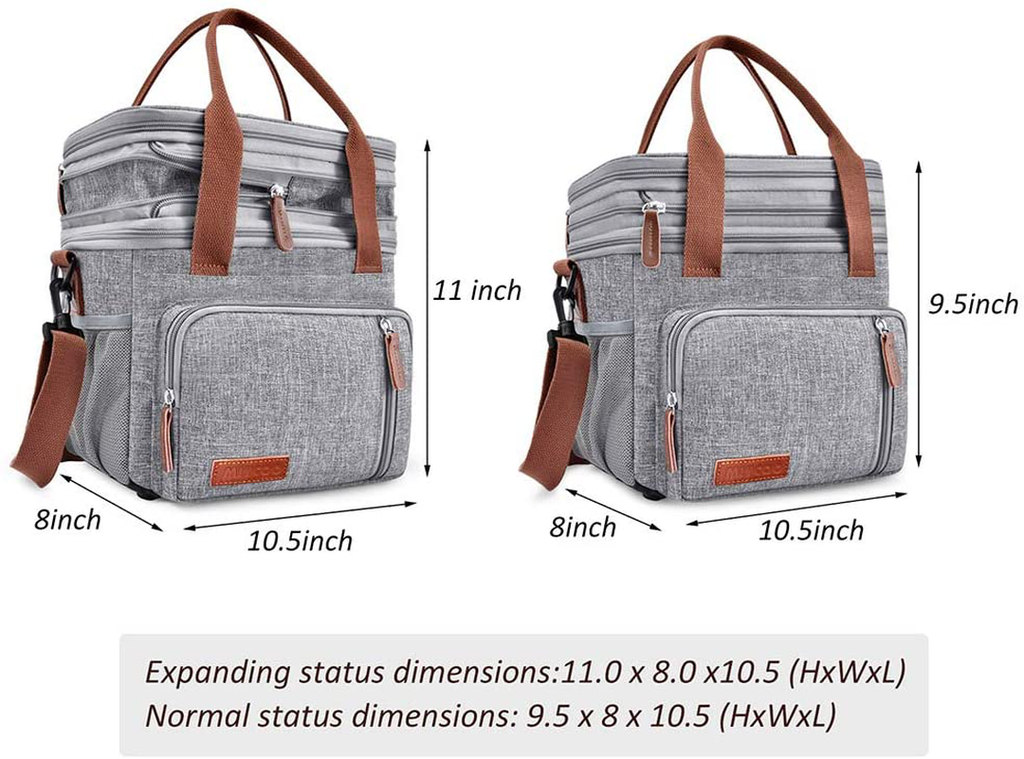 Insulated Lunch Bags for Women Men Large Lunch Box Leakproof Soft Cooler Tote Bag MIYCOO (Grey,20L )