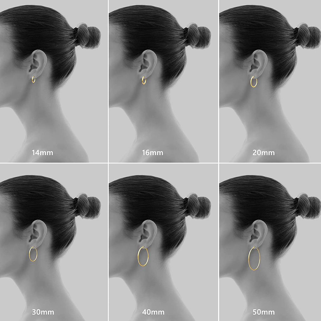 3 Pair Women's Gold Hoop Earrings 