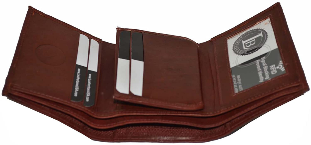 RFID Blocking Men's Leather Classic Trifold Wallet by Leatherboss