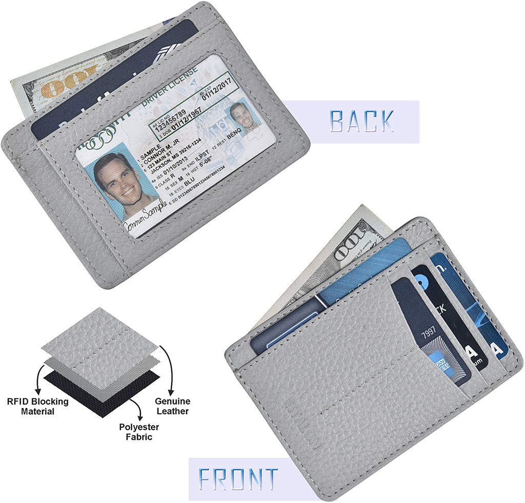Minimalist Wallet for Men and Women - Genuine Leather RFID Secured Card Case