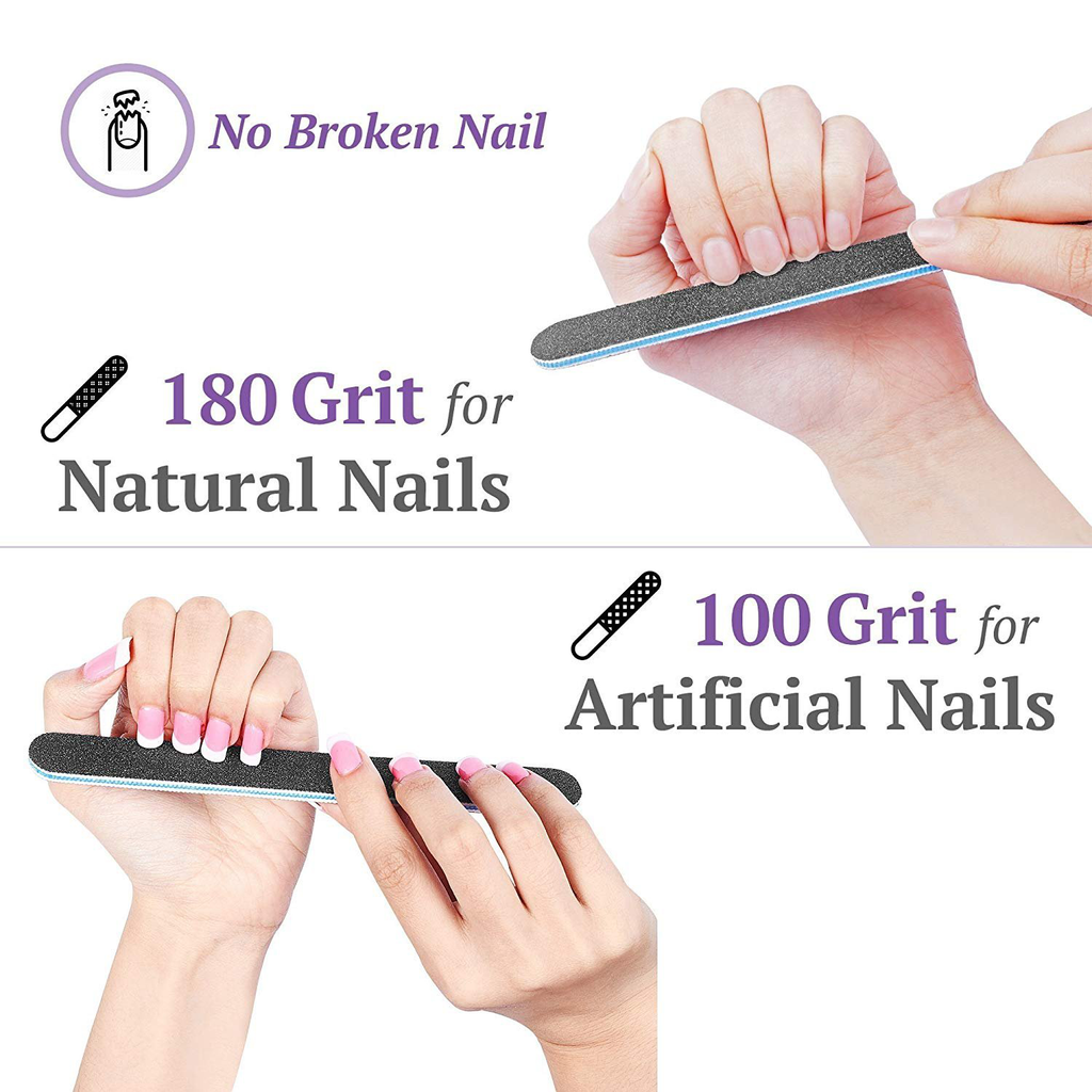 Nail Files and Buffer, Tsmaddts Professional Manicure Tools Kit Rectangular Art Care Buffer Block Tools 100/180 Grit 12Pcs/Pa