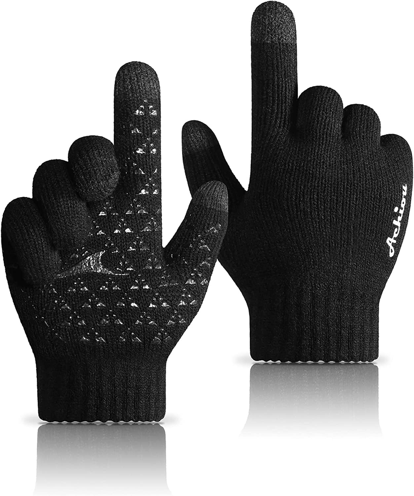 Achiou Winter Knit Gloves Thicken Warm Touchscreen Thermal Soft Lining Texting Generation Ⅱ Upgraded