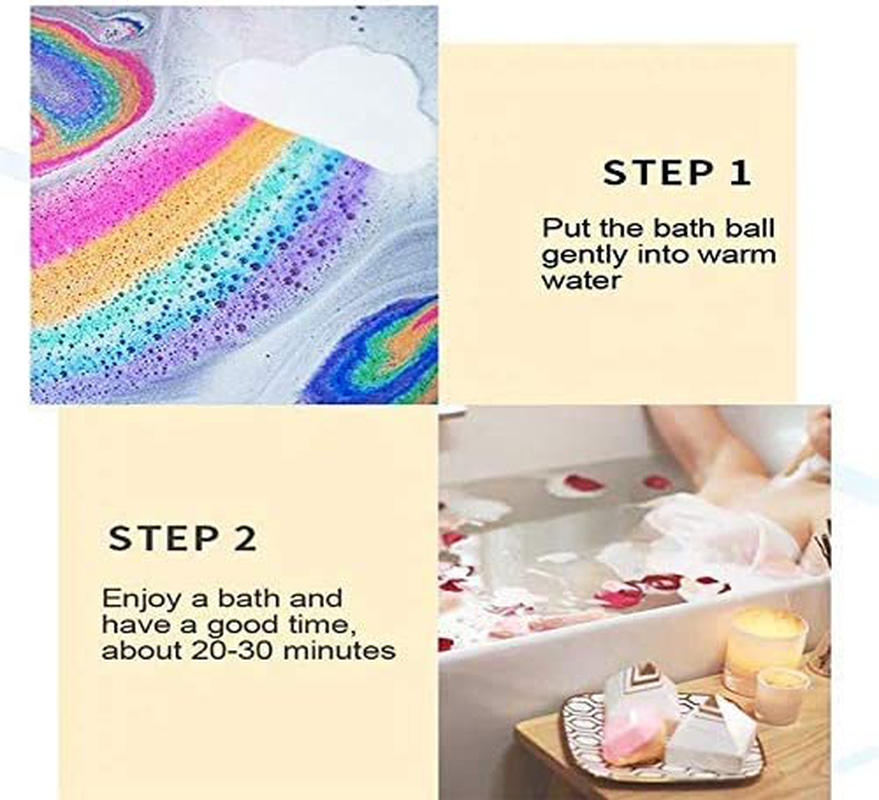 Rainbow Bath Bombs Gift Box Wrapped - Handmade Fizzies for Women. Rainbow Cloud SPA Bath Bombs (1Pc-Rainbow)