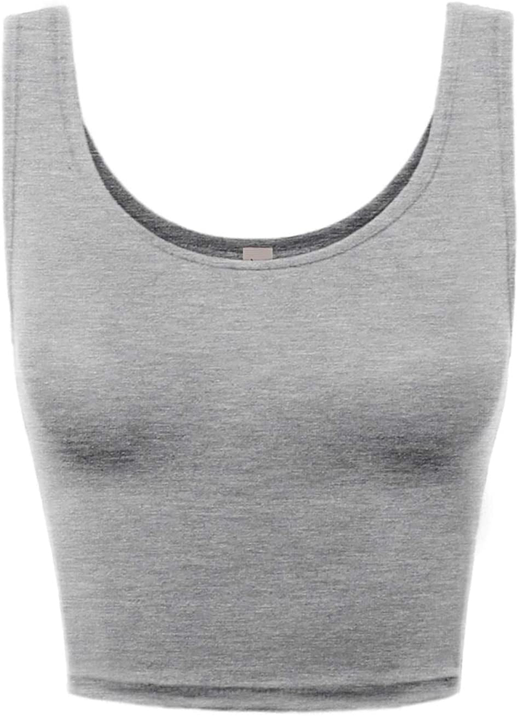 A2Y Women's Fitted Scoop Neck Sleeveless Crop Tank Top