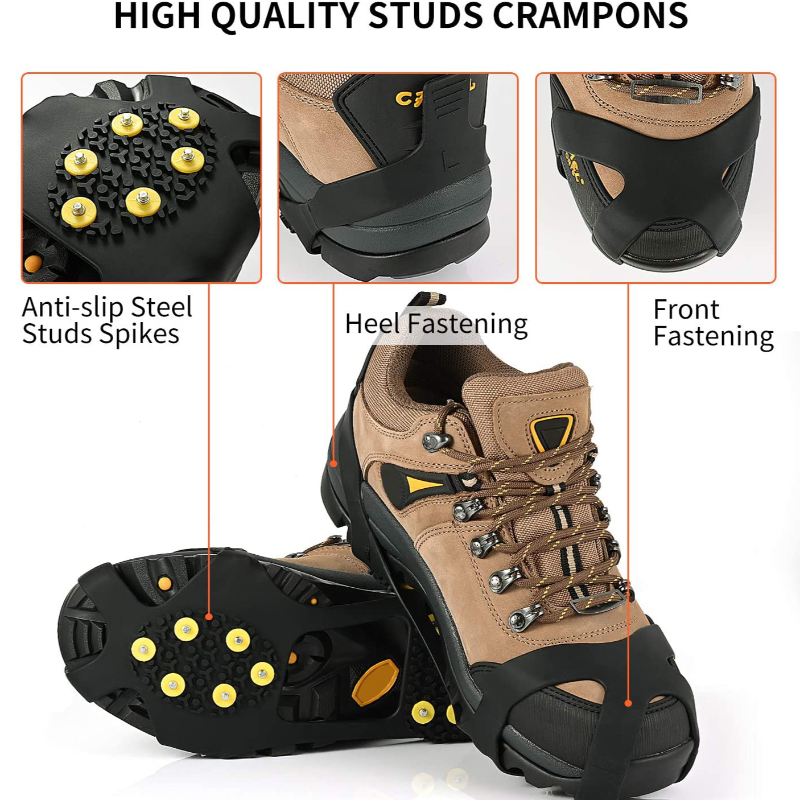 Ice Cleats, Ice Grips Traction Cleats Grippers Non-Slip over Shoe/Boot Rubber Spikes