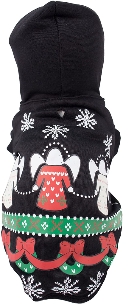 PET LIFE 'Festive Holidays' LED Lighting Fashion Designer Holiday Pet Dog Costume Sweater Hoodie w/ Included Batteries, Small, Black