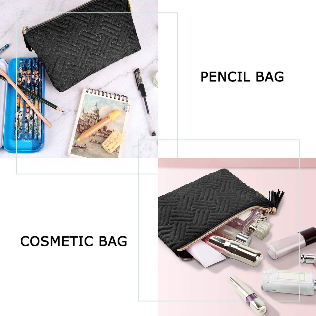 Small Cosmetic Bag,Bagsmart Elegant Roomy Makeup Bags,Great Gifts for Women,Travel Waterproof Toiletry Bag Accessories Organizer Gifts(Black-1Pcs)
